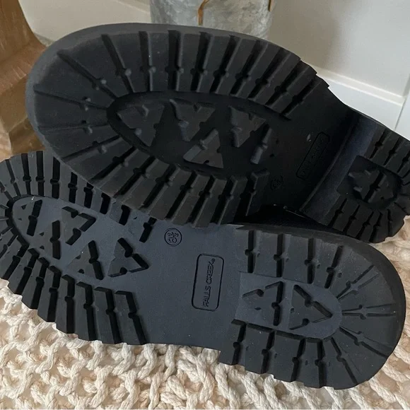 Falls Creek Black Leather Penny Loafers with Lug Sole - Picture 7 of 7